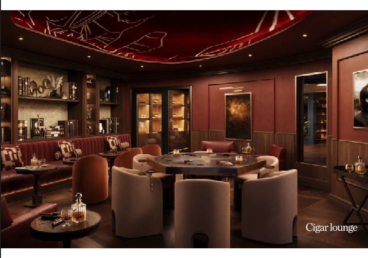 Cigar Lounge de Crescent Seas con diseño exclusivo para residentes